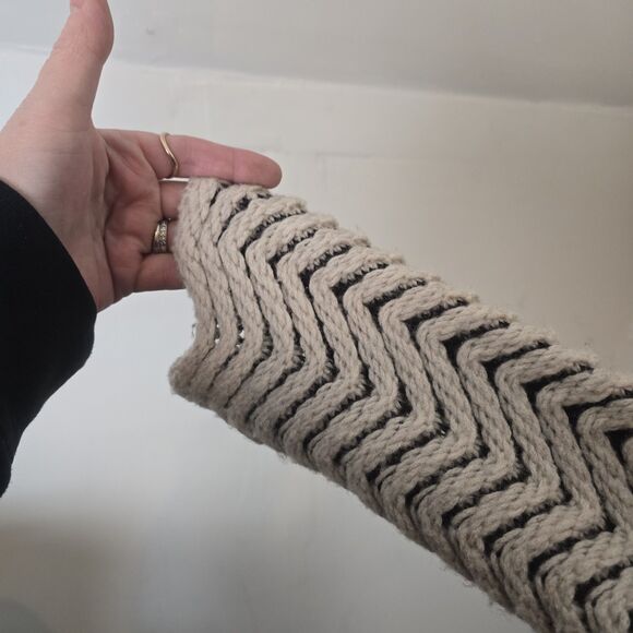 Anthropologie Moth Cardigan XL Wool Blend Open Front Chevron Textured Long - Picture 6 of 13